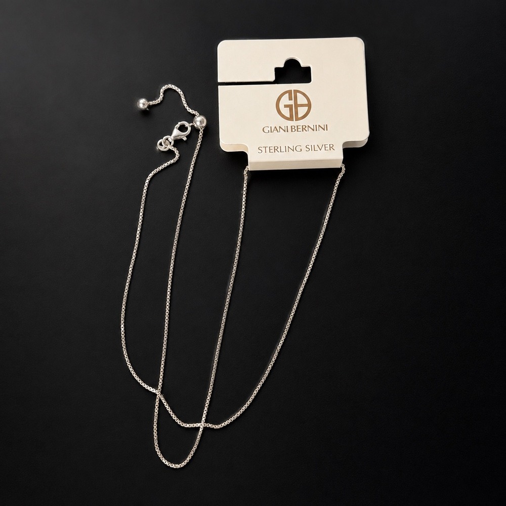 NWT Giani Bernini Sterling Silver Adjustable Box Chain Necklace 925 $120 MSRP